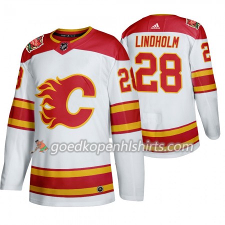 Calgary Flames Elias Lindholm 28 Adidas 2019 Heritage Classic Wit Authentic Shirt - Mannen